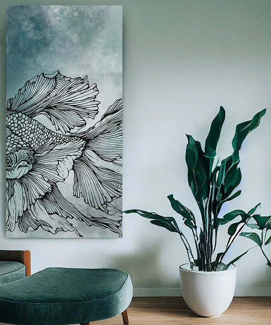 Blue Floating Fish In Line II