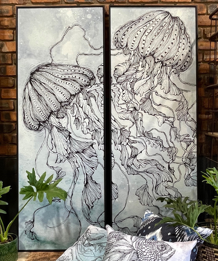 Dancing Jellies In Line II, Set of 2