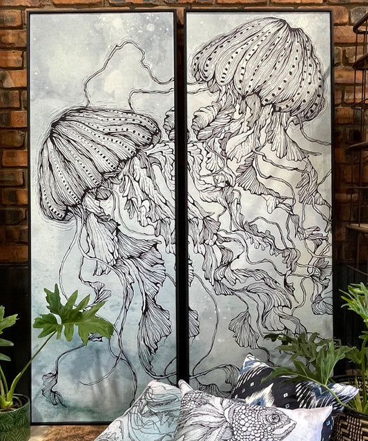 Dancing Jellies In Line II, Set of 2