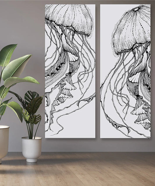 Dancing Jellies In Line I, Set of 2