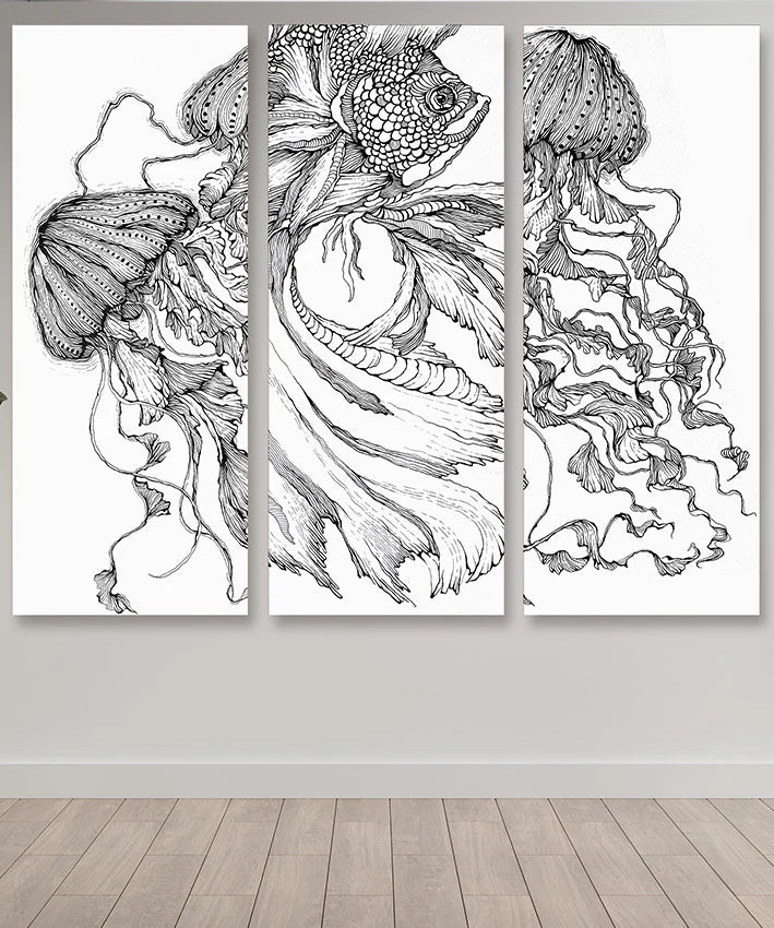 Ocean Life In Line, Set of 3