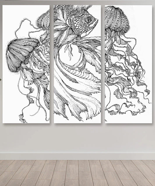 Ocean Life In Line, Set of 3